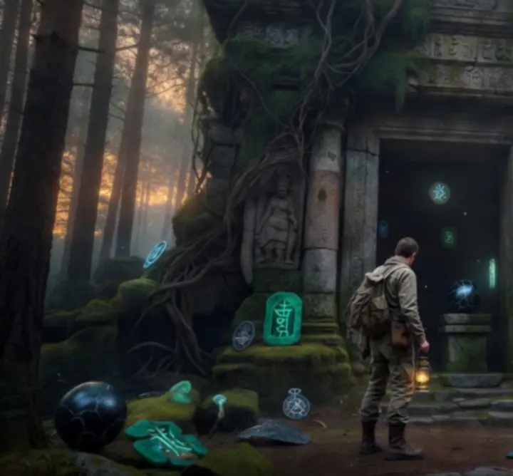 Starożytna zrujnowana świątynia jako tło przygodowej gry akcji